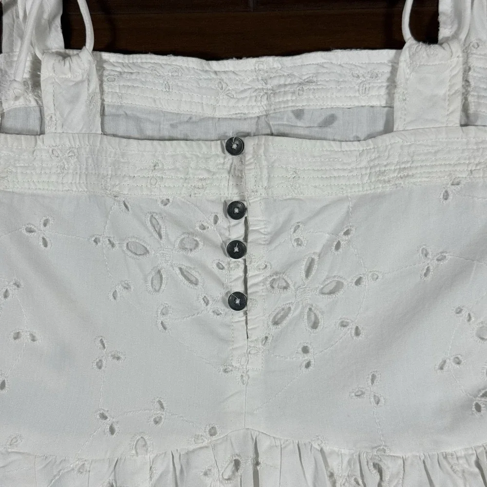 Free People Women's Size Medium White Sleeveless Primavera‎ Eyelet Midi Dress